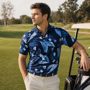 Polo de Golf Floral Premium Personalizado para Hombre, Ropa de Resort de Marca Privada con Tecnología de Absorción de Humedad, OEM - Product Image 1