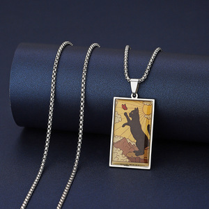 Collar de Acero Inoxidable Estilo Gótico Vintage Personalizado con Colgante de Carta del Tarot, Esoterismo, Magia, Amuleto de Adivinación - Product Image 4