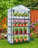 Mini jardin à 4 niveaux, couverture en PVC PE, serre de jardin Portable, maison de culture pour tomates, plantes avec grandes fenêtres à fermeture éclair pour l'extérieur