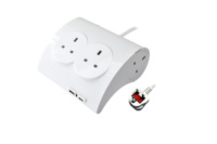 Prise de bureau de type britannique, 4 voies, 13A 250V - Avec protection pour enfants et interrupteur de surcharge lumineux