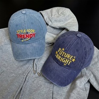 Gorras de Béisbol Personalizadas de 6 Paneles con Logotipo Bordado, Color Azul Bebé, Algodón Lavado, Estilo Desestructurado, Gorras de Papá