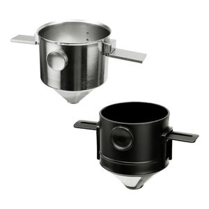 Portátil Reutilizável Eco-Friendly 304 Aço Inoxidável Cone Dobrável Café Filtro Anjo Binaural Preto Prata Despeje Café Funil - Product Image 1