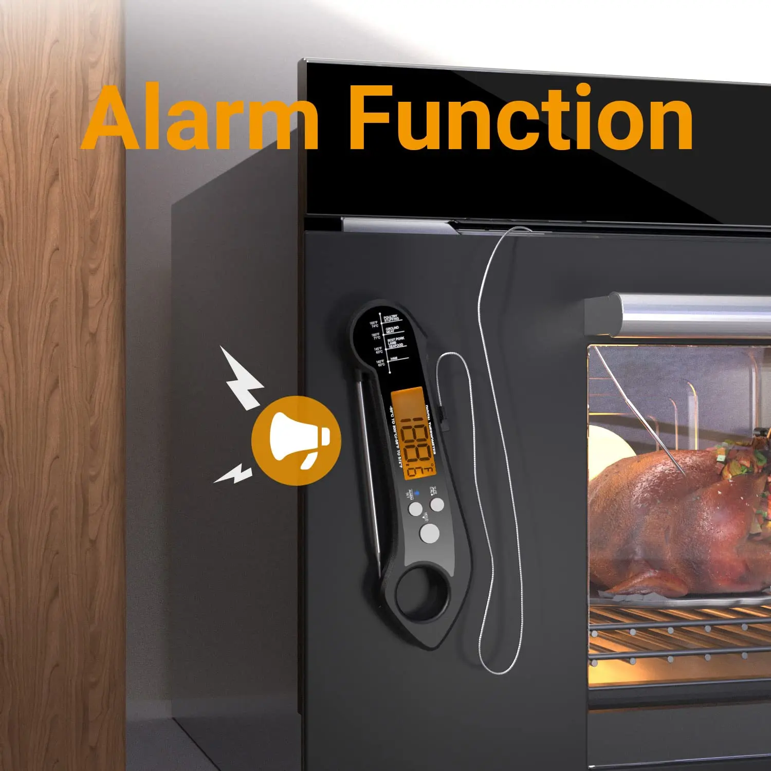 L'instant de thermomètre de viande a lu Oven Safe 2 dans 1 double thermomètre de nourriture de Digital de sonde avec le contre-jour d'alarme