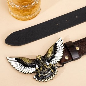 Vintage Geëlde Adelaar Gesp van Runderleer Herenriem - Elegant Modieus Trendy Stijl Legering Gesp 2-4cm Breedte 90-120cm - Product Image 1
