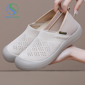 Novedad de verano para mujer, zapatos informales transpirables de suela plana sin cordones, cómodos, antideslizantes, suela blanda, lana ligera - Product Image 1