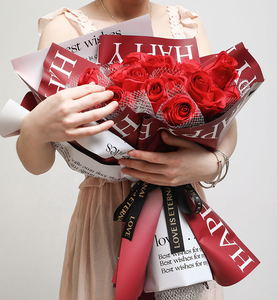 Drap en satin pour le bouquet de <span class=keywords><strong>fleurs</strong></span>, meilleurs voeux, emballage étanche, nouveau design - Product Image 3