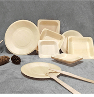 Ensemble d'assiettes à pâtes et à steak en bois multi-usages robustes Plats jetables écologiques pour la restauration et le service de restauration de mariage