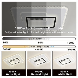 Plafonnier carré LED moderne pour villa, salon, chambre, bureau à domicile, té<span class=keywords><strong>l</strong></span>écommande, couvercle en acrylique, base en fer, 220V, IP44 - Product Image 2