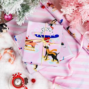 Dog Christmas <b>Wrapping</b> <b>Paper</b> Pink Reversible Roll 46.8 Square Feet Gift Craft Recyclable - Product Image 2