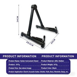 ขาตั้งกีตาร์แบบพับได้ MY MUSIC สีดำ ทำจาก ABS สำหรับเครื่องดนตรีประเภทสาย - Product Image 3