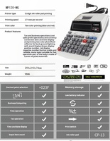Calculatrice d'Impression Couleur MP-120MG X1225-1 de Bureau Grande à Brancher, Double 12 Chiffres, avec Petit Rouleau de Papier Test et Écran LCD