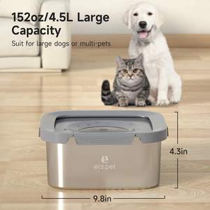 Tanque de agua grande de acero inoxidable de 4l al por mayor de fábrica para perros y gatos, cuenco para perros a prueba de salpicaduras para beber lentamente sin derrames - Product Image 6