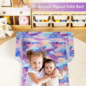 Giving Tree Kids <b>Folding</b> Sofa Cloud Print Toddler Chair With Handrails For 2 Years And Above - Product Image 2