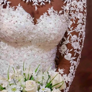 White Mermaid Wedding Dress Sweetheart Neckline Lace Embroidered Vintage Bridal Gown Long Train Formal Bride Dress - Product Image 1