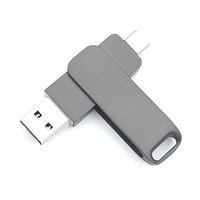 Flash Drive USB 3.0 Type-C Metal Bisnis dengan Enkripsi, Penyimpanan 128GB-8GB, Garansi 2 Tahun untuk Perangkat Android