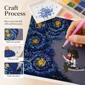 Kit de Peinture Diamant sur Toile Imprimée Inspiré de <span class=keywords><strong>Van</strong></span> <span class=keywords><strong>Gogh</strong></span> + Expression Artistique Classique + Diamants Scintillants Spéciaux + Écologique - Product Image 2