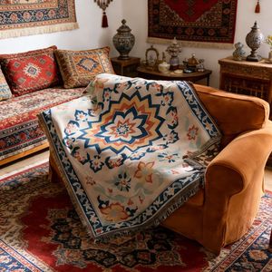 Printed <b>Sofa</b> Cover Polyester Cotton Washable Mediterranean Style Floral Pattern <b>Sofa</b> <b>Slipcover</b> One Piece <b>Sofa</b> Throw Blanket - Product Image 1