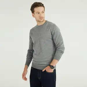 Новый стиль, высокое качество, классический серый вязаный свитер для мужчин
