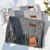 Selendang Kasmir Wanita Mewah Musim Dingin 2026 200x70cm Tippet Pashmina 300g Bandana Rumbai Wanita Selendang Panjang Gaya Twill Polos