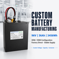 Pack de batteries lithium-ion personnalisé 96V 36Ah 3456Wh Li-ion NCM avec BMS pour tricycle électrique et véhicule électrique à basse vitesse