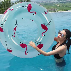 New Design Flamingo Print Tube Swimming Ring Pool Summer Water Party Toys Inflatable Pool Float For Adults