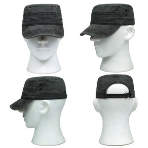 High Quality Washed Cotton Olive Camo Green Unique <strong>Design</strong> Vintage Distressed Tactical <strong>Flat</strong> Top Hat Cadet <strong>Cap</strong> for Man - Product Image 5