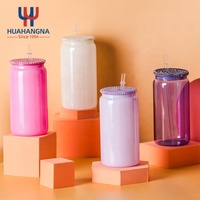 Verres à bière en forme de canette de soda de 16oz par sublimation Verres à cocktail pour café glacé et eau avec couvercles en bambou Paille pour fêtes
