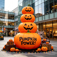 Tour géante gonflable de quatre citrouilles empilées en tissu Oxford pour décoration d'Halloween, idéale pour les événements extérieurs, jardins et fêtes