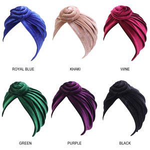 <span class=keywords><strong>Turban</strong></span> en velours à volants pour femmes, grande fleur, Bonnet, couvre-chef, accessoires pour cheveux, chimiothérapie, nouvelle collection <span class=keywords><strong>hiver</strong></span> - Product Image 6