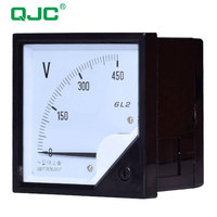 Voltmeter AC Analog 6L2 0-450V Kelas 1.5 Meter Tegangan Panel Mount Persegi dengan Jarum Penunjuk untuk Kabinet Distribusi
