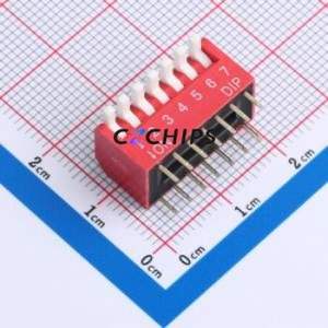 DL-07HT DIP Switch Through hole Component (THT),P=2.54mm Switch Piano Key Single Pole Single Throw 7 2.54mm - Product Image 1
