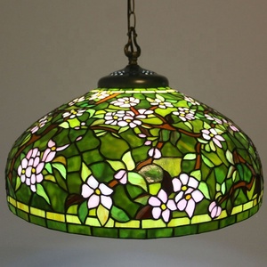 LongHuiJing Tiffany Pendant Light Handcrafted Stained Glass Ceiling Lamp Large Traditional 1-Lamp <b>Halogen</b>/LED 360 Beam - Product Image 3