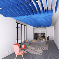 Fabricant chinois de panneaux de plafond acoustiques suspendus en polyester Carreaux de plafond acoustiques en PET Conception de nuages et de chicanes Plafond acoustique