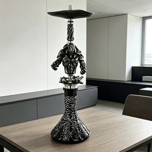 Moderno Set de Fumar Shisha/Hookah de Acero Inoxidable con Acabado en Laca Negra y Base Esculpida, Ideal para Regalo o Uso en Bares - Product Image 4