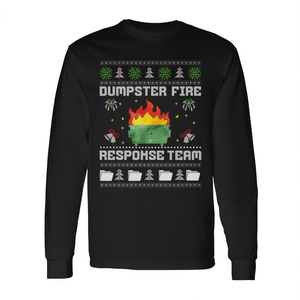 Maglione natalizio a maniche lunghe con stampa del team di soccorso Dumpster Fire Response Team - Product Image 3