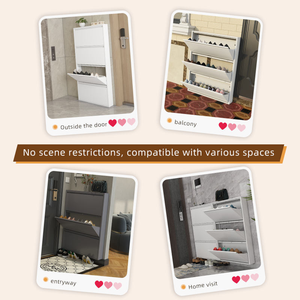 Morgie <strong>Wall</strong> <strong>Mounted</strong> Space-Saving Modern Metal Steel Three-Layer Large Capacity <strong>Shoe</strong> Clothing <strong>Storage</strong> Cabinet for Living Room - Product Image 4