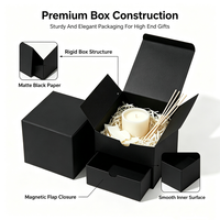 Boîtes cadeaux rigides carrées noires avec logo personnalisé, boîte d'emballage en papier à couvercle rabattable pour bougie, diffuseur de parfum, ensemble cadeau de parfum d'ambiance pour la maison