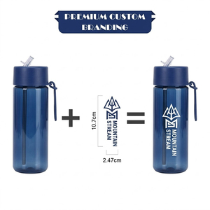 Gobelet enfant transparent en plastique PP bleu écologique de 740 ml (25 oz) <span class=keywords><strong>avec</strong></span> <span class=keywords><strong>paille</strong></span>, personnalisable <span class=keywords><strong>avec</strong></span> logo, pour fêtes, boisson directe, résistant à l'eau bouillante - Product Image 3
