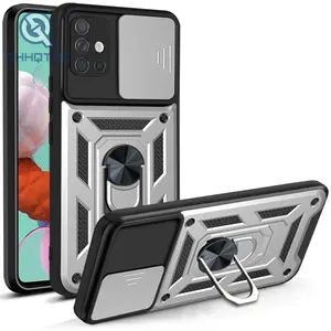 Business Style Slide Camera TPU+PC Shockproof Protect Car Magnetic Cover Ring Holder Phone Case For Samsung A51