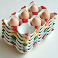 Plateau de rangement pour œufs de cuisine personnalisé avec logo couleur, distributeur de 6 œufs, support à œufs en céramique, panier à œufs