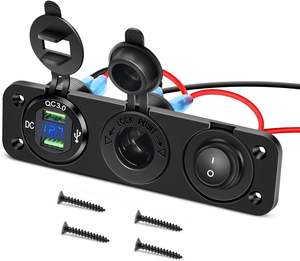 Panel de enchufe de <span class=keywords><strong>cargador</strong></span> <span class=keywords><strong>4</strong></span> en 1, Panel de <span class=keywords><strong>cargador</strong></span> USB Dual QC3.0, interruptor de corte de energía para coche, Panel de interruptor de barco ABS para UTV ATV - Product Image 2