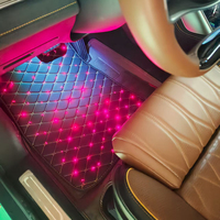 Tapis de voiture LED pour la décoration de voiture, tapis en cuir avec contrôle musical par application, éclairage d'étoiles à fibres optiques, tapis de voiture
