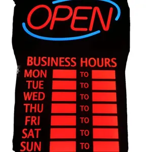 Led Open Sign With Business Hours Number Sticker Separately Switch Hang Chain High Brightness Leds