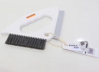 Brosse de nettoyage pour rainures et fentes de comptoirs de cuisine, miroirs de salle de bain, rails de portes coulissantes et rails de fenêtres, avec raclette