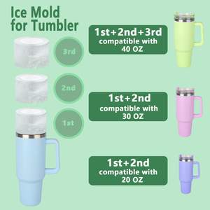 Moule à glace pour Stanley Cup, moule à glace en silicone pour gobelets de 20/30/40 oz, crée des glaçons cylindriques, lot de 3 moules avec couvercles - Product Image 4