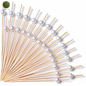 Palillos <span class=keywords><strong>de</strong></span> Bambú Premium para Frutas con Cuentas Doradas, Brochetas para Cócteles, Palillos para Canapés, Decoración <span class=keywords><strong>de</strong></span> Lujo para Catering y Comida Fina, Venta al Por Mayor OEM - Product Image 1