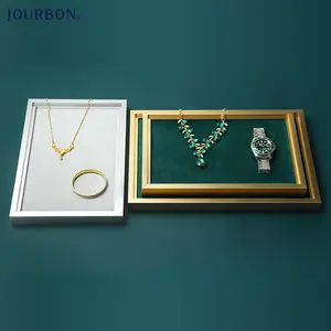 Plateau de présentation de montre de luxe, rangement, bac à bijoux en métal, pendentif, accessoires, empilables