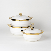 L'usine de Chaozhou en chine vend des ustensiles de cuisine en porcelaine et des marmites à soupe à bordure dorée