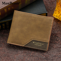 Grosir pria kecil mewah Fashion murah kulit PU ramping pendek klasik coklat hadiah kustom Logo antik desainer pria dompet