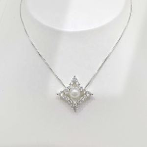 Collar de cadena de lujo con lazo de plata de ley 925 OEM, joyería de moda para mujer, diseño vintage, collares de perlas de agua dulce para mamá. - Product Image 5